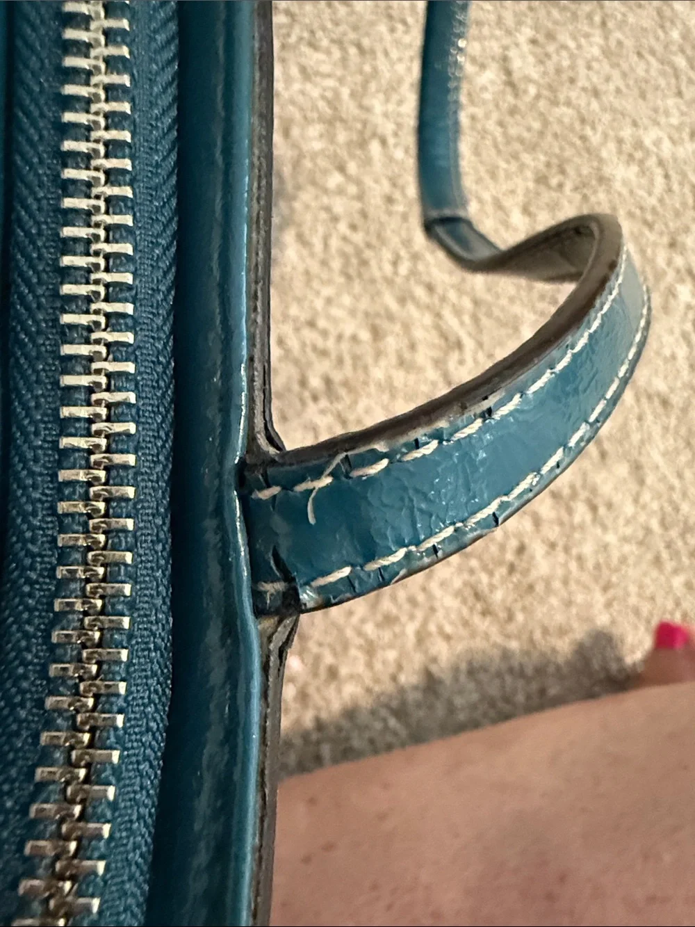 COACH factory F20429 Signature Sateen Tote Shoulder Bag in Teal Blue Metallic